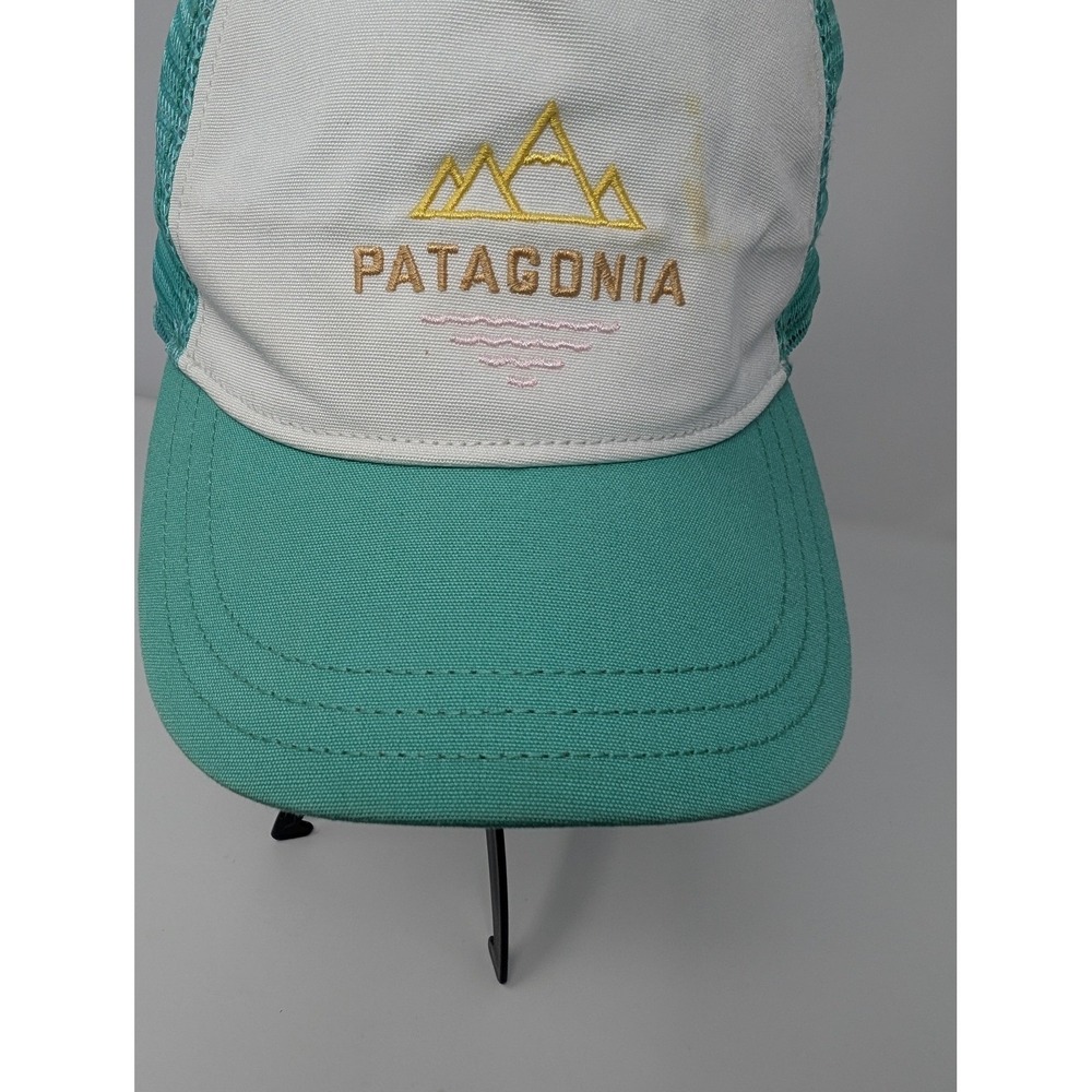 Patagonia Women's Teal & White Mountain Scene Trucker Hat Snapback - Picture 8 of 11